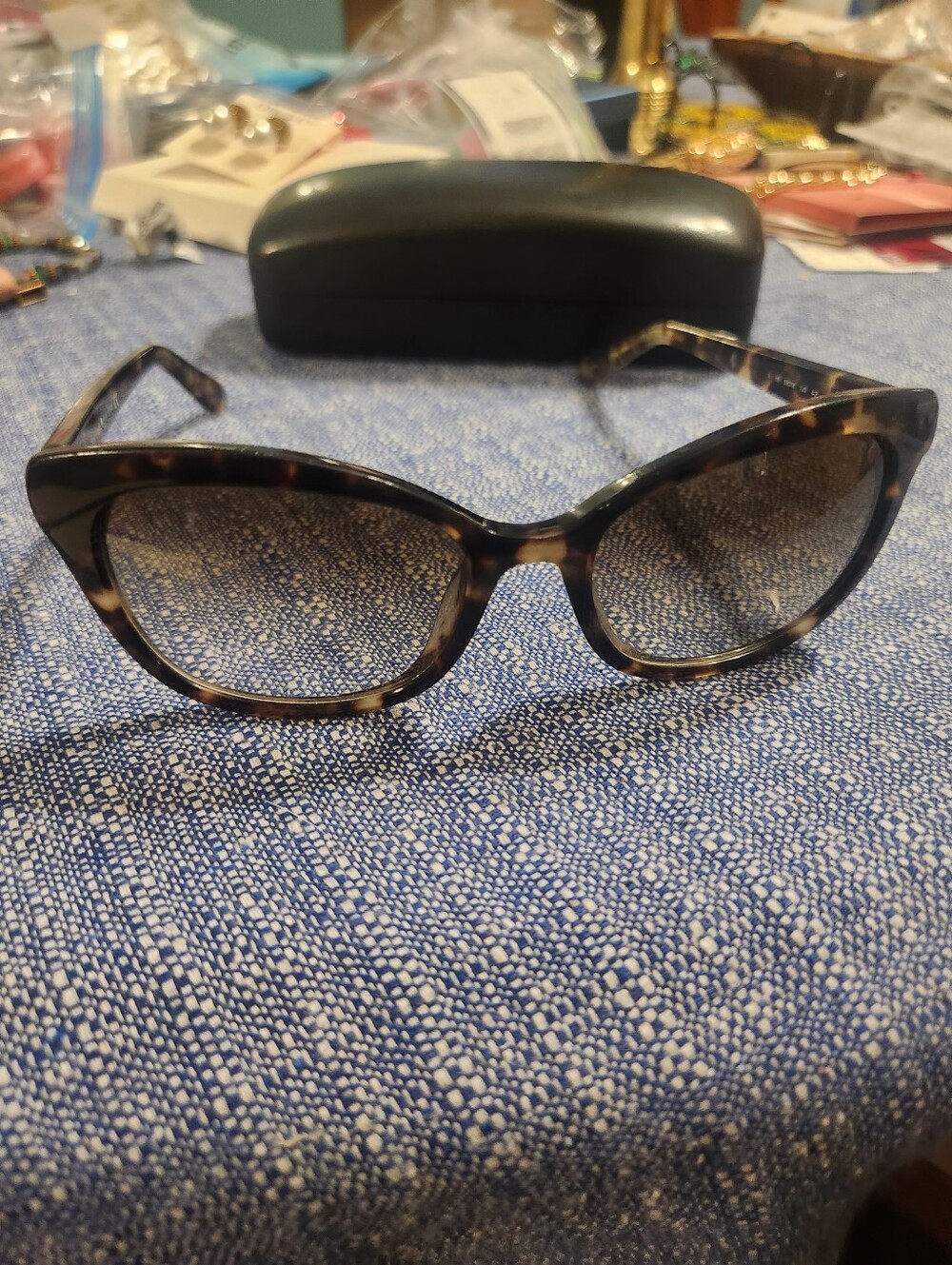 kate spade Tortoiseshell Cat Eye Sunglasses with Gradient Gray Lenses - Picture 2 of 8